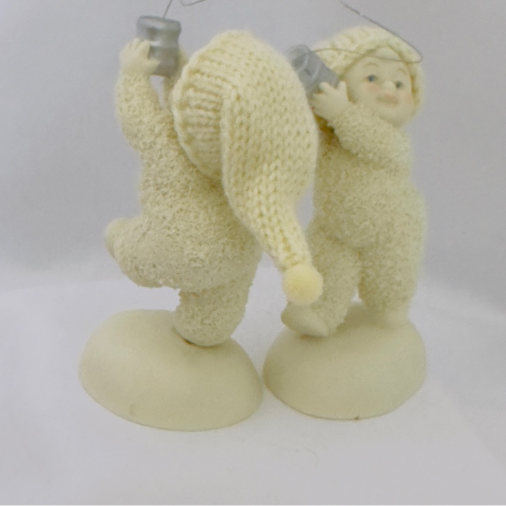Dept 56 Snow Babies "Can You Hear Me Know" Figurines Soft Wool Hats #4031922 VTG